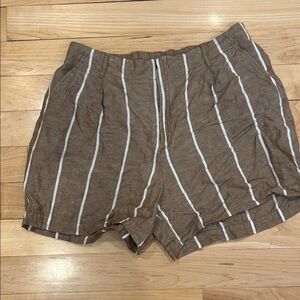 a new day Brown and White Striped High-Waist Shorts